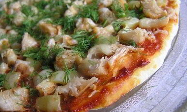 Рецепт пицца с курицей и перцем в микроволновке