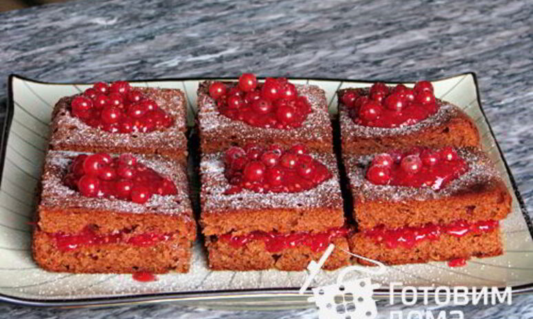 Рецепт пряничные квадратики с красной смородиной