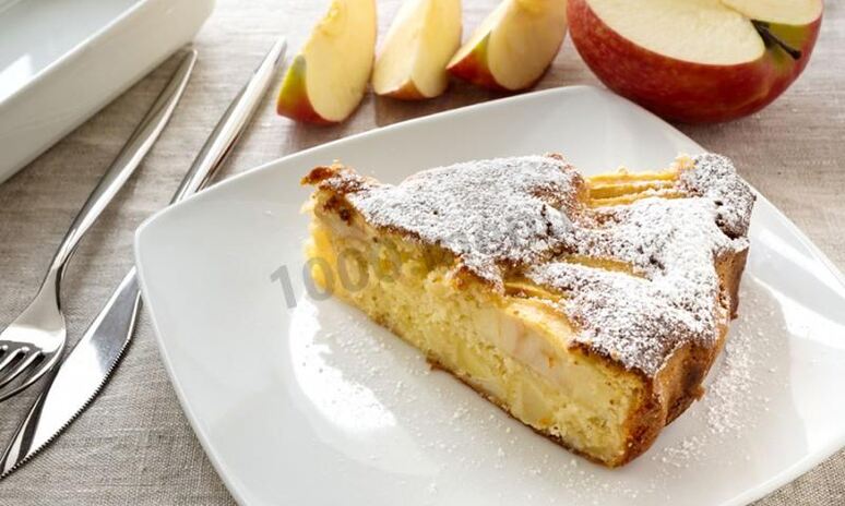 Рецепт шарлотка без яиц с яблоками