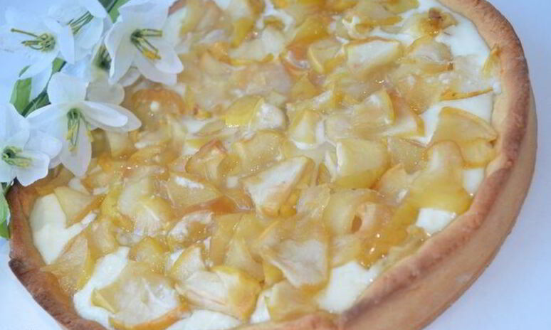 Рецепт песочный творожник с яблочной начинкой