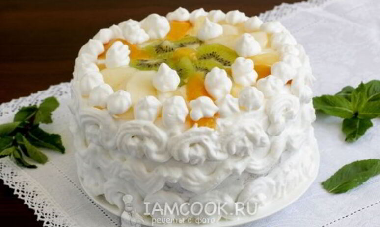 Рецепт фруктовый торт на японском бисквите