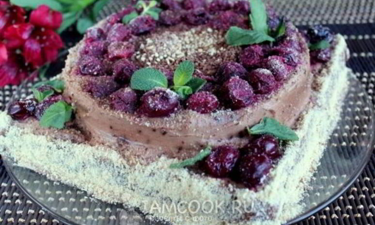 Рецепт шоколадно-сметанный торт с вишней