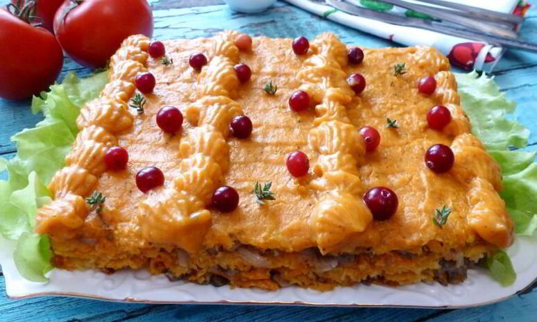 Рецепт тыквенно-кабачковый торт с солеными груздями