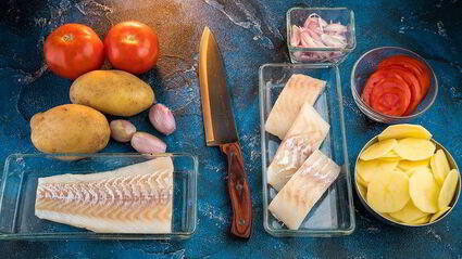 картофельная запеканка с палтусом