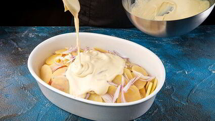 картофельная запеканка с палтусом