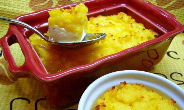 Рецепт манная запеканка на апельсиновом соке с творогом