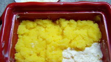 манная запеканка на апельсиновом соке с творогом