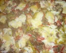 Овощная слоеная запеканка с мясом и сыром