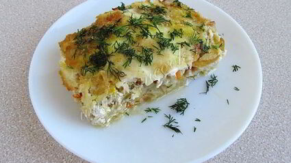 рыбная запеканка с квашеной капустой