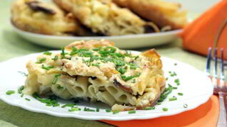 Запеканка из макарон с грибами