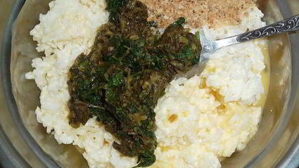 запеканка из риса с щавелем