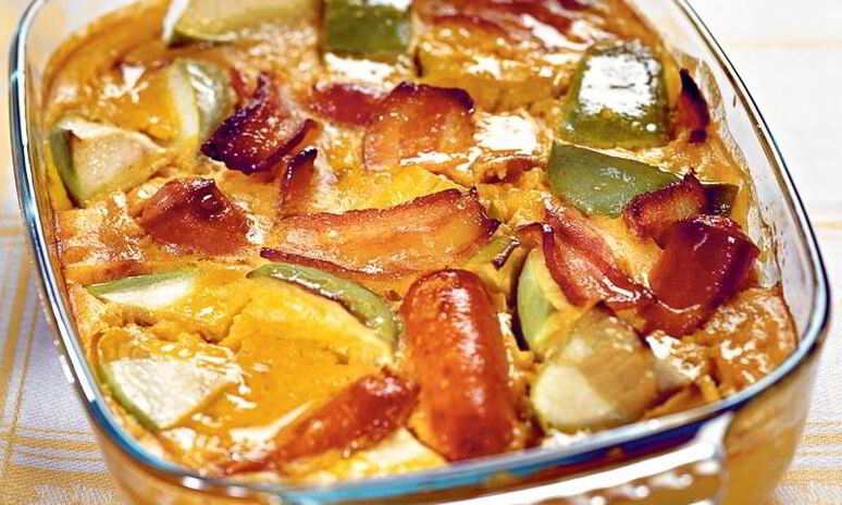 Рецепт запеканка с сосисками и яблоками