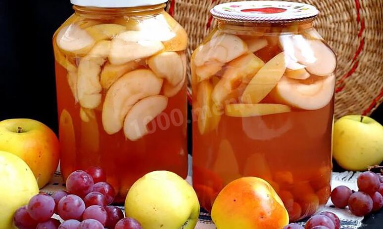 Рецепт компот из винограда и яблок