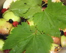 яблочный компот с виноградными листочками