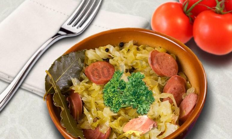 Рецепт квашеная капуста с сосиской
