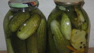 Патиссоны, консервированные с огурцами
