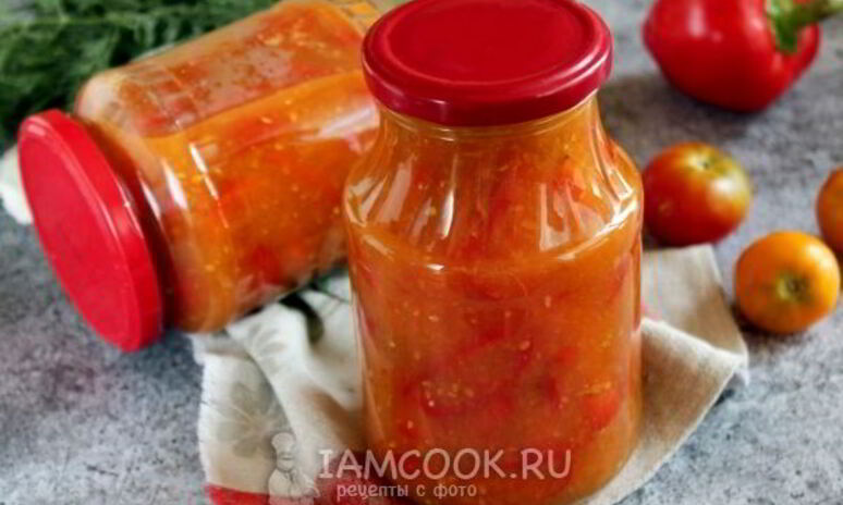 Рецепт сладкий перец в помидорах без масла на зиму