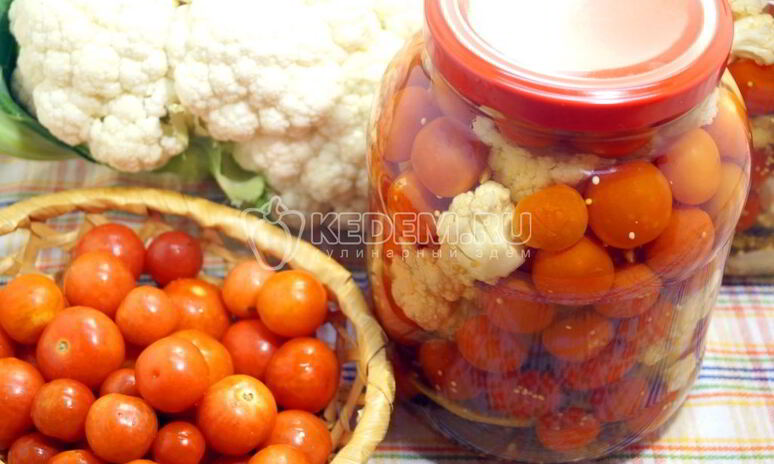 Рецепт цветная капуста с помидорами на зиму