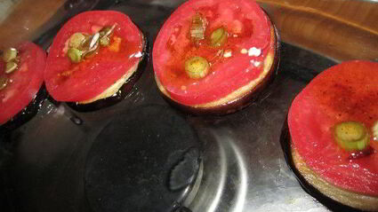 баклажанно-помидорные башенки