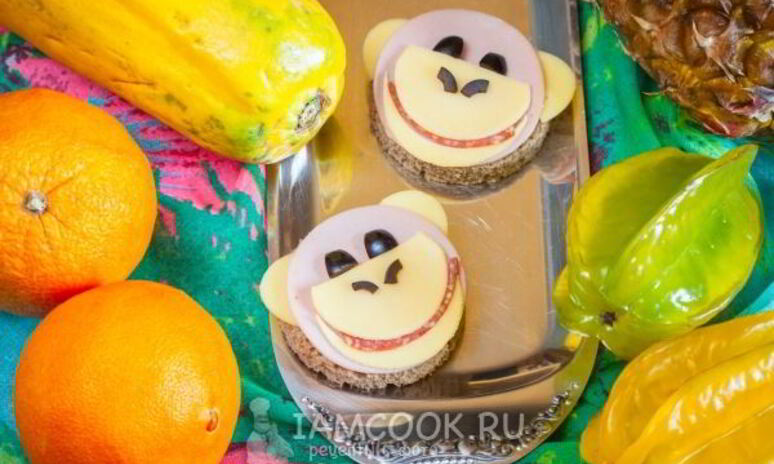 Рецепт бутерброд обезьяна с сыром и колбасой