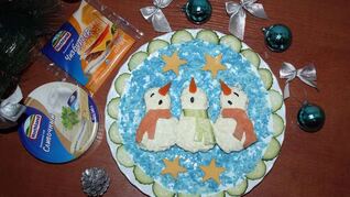 Бутерброды Поющие снеговики в шарфиках