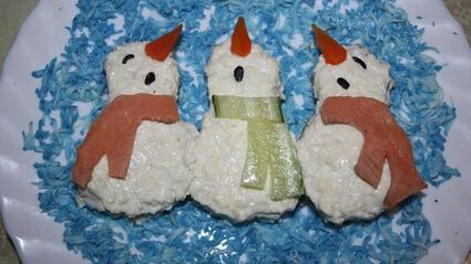 бутерброды поющие снеговики в шарфиках