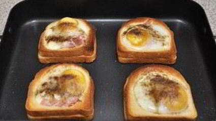 бутерброды в духовке с яйцом