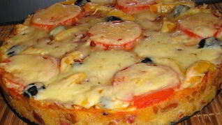 Русская пицца-бутерброд в микроволновке