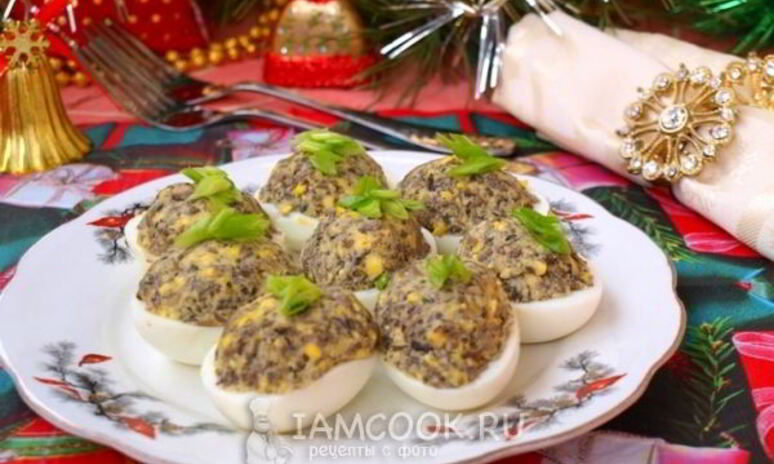 Рецепт яйца фаршированные грибами