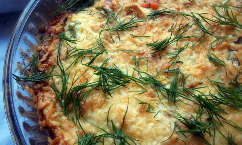 Рецепт фриттата с форелью, картофелем и творожным сыром