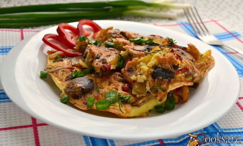Рецепт омлет с картофелем и грибами