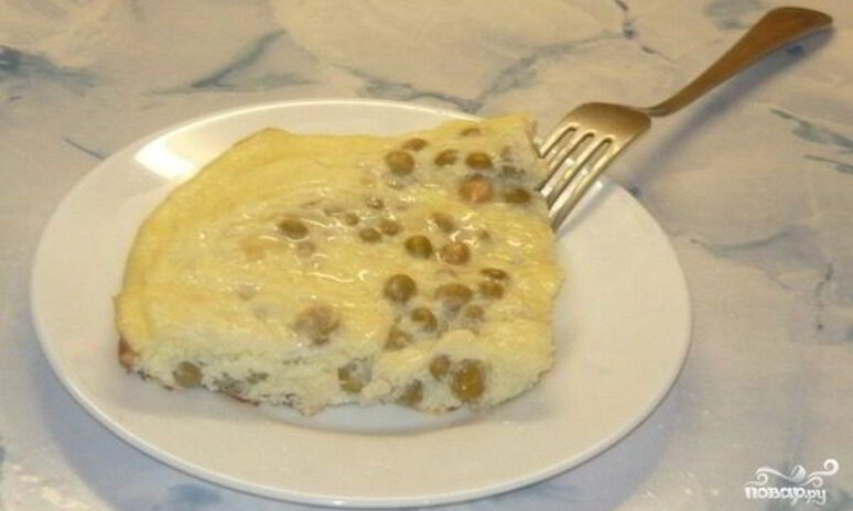 Рецепт омлет с зеленым горошком