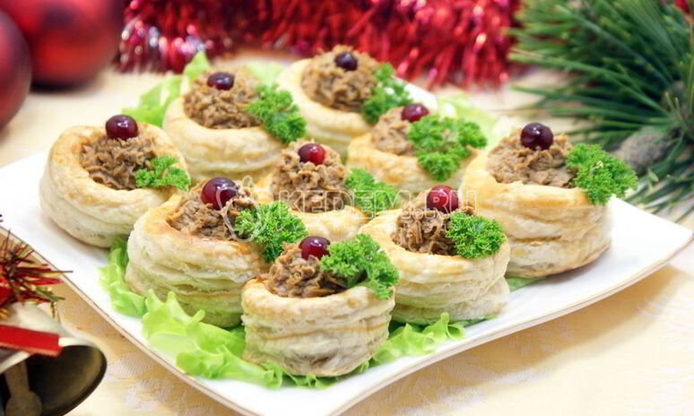 Рецепт праздничный паштет в волованах