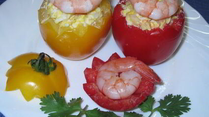 помидоры с креветками