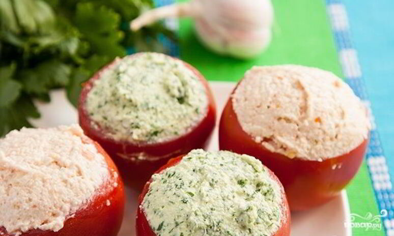 Рецепт помидоры с сырной начинкой