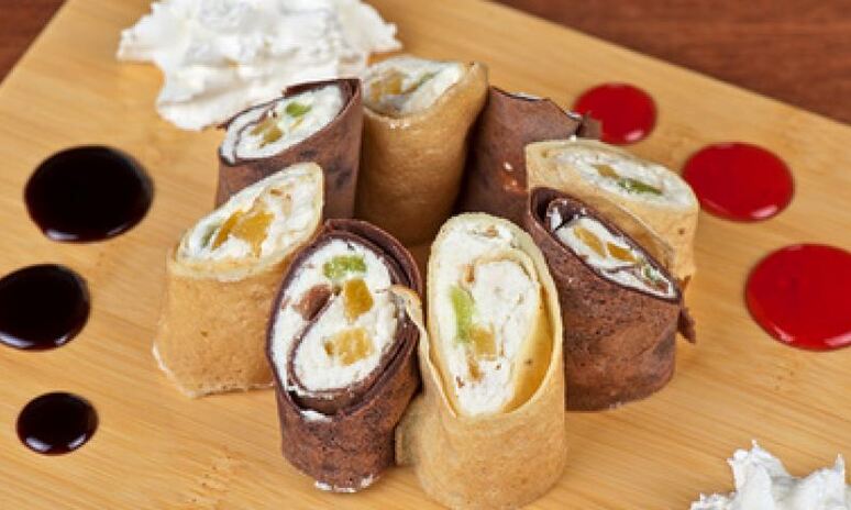 Рецепт блинные роллы с мармеладом