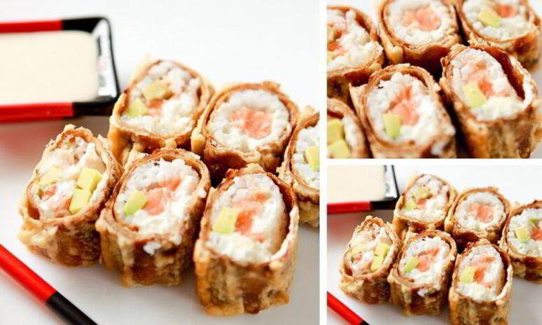 Рецепт горячий ролл — росу драгон маки с цитрусовым соусом спайс