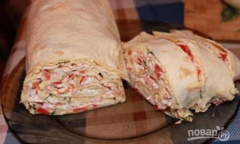 Рецепт роллы из лаваша с крабовыми палочками