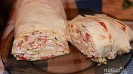 роллы из лаваша с крабовыми палочками