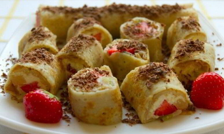 Рецепт сладкие творожные роллы с фруктами