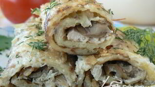 Картофельные рулетики с курицей и грибами