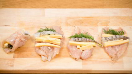 куриные рулеты с креветками