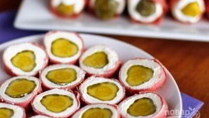 оригинальные рулетики с сыром и огурцом