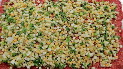 рулет из фарша с яйцом и луком