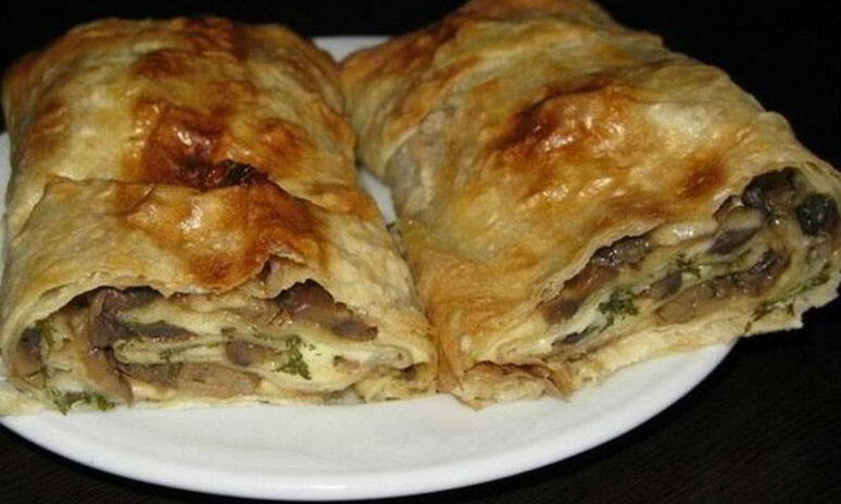 Рецепт рулет из лаваша с грибами