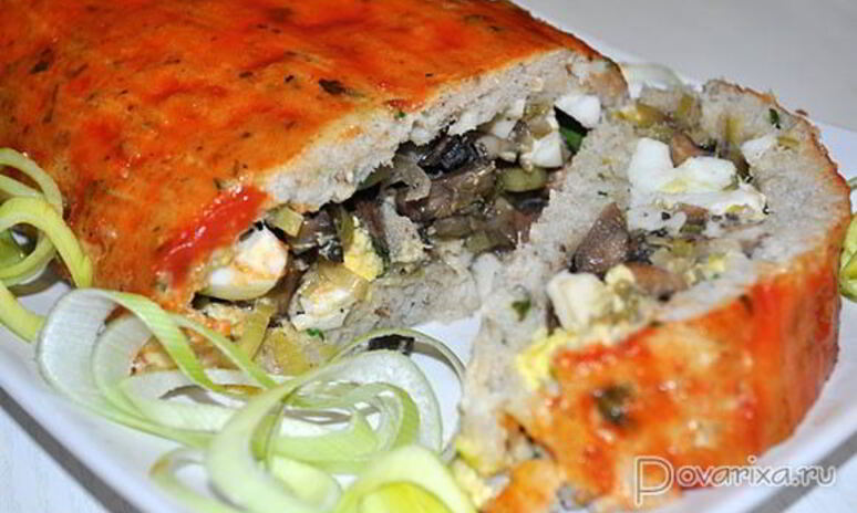 Рецепт рулет из рыбного фарша с грибами
