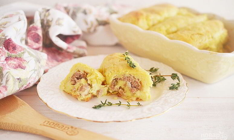 Рецепт рулетики из картофеля с фаршем