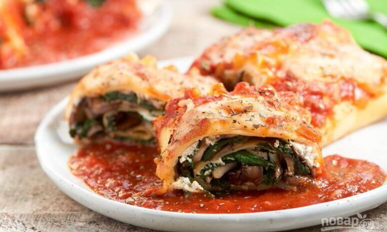 Рецепт рулеты с грибами и шпинатом