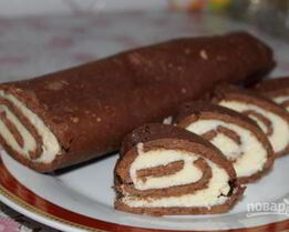 Шоколадный рулет из печенья