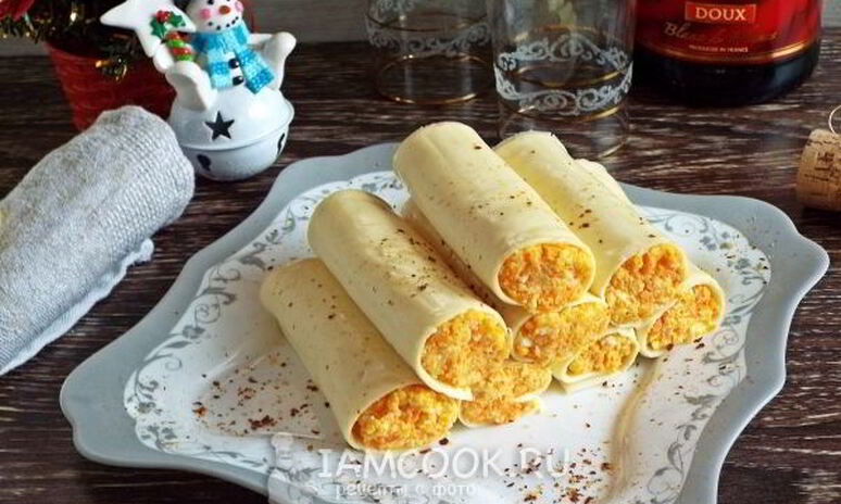 Рецепт сырные рулетики с пикантной начинкой